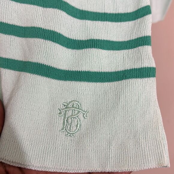 Tory Burch NWT Polina Green Sailor Stripe Viscose Sweater size M Business Casual - Picture 5 of 11